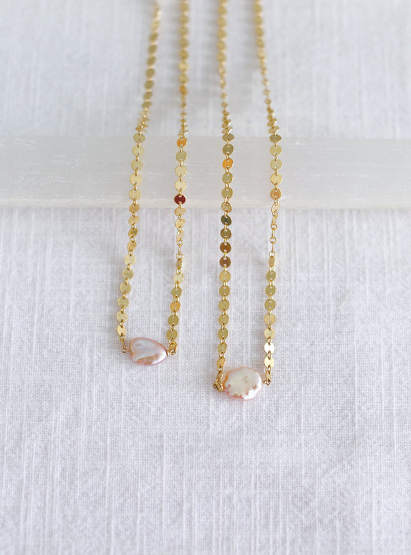 Keishi Pearl Moon Necklace