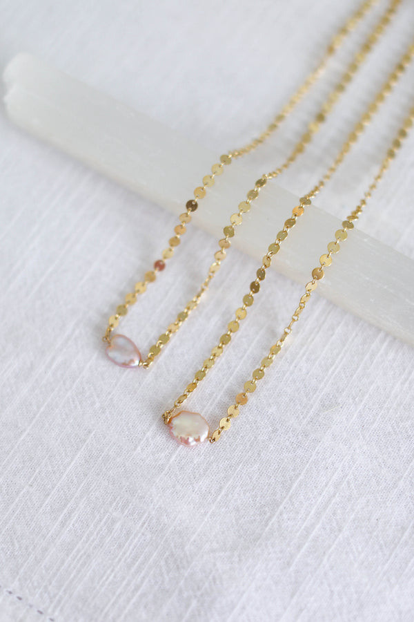 Keishi Pearl Moon Necklace