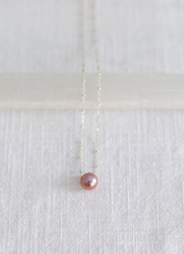 Floating Pearl Necklace on Sterling Silver