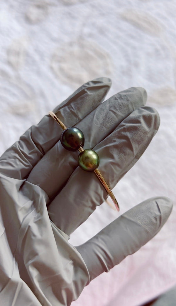 Green + Blue Two Pearl Bangle