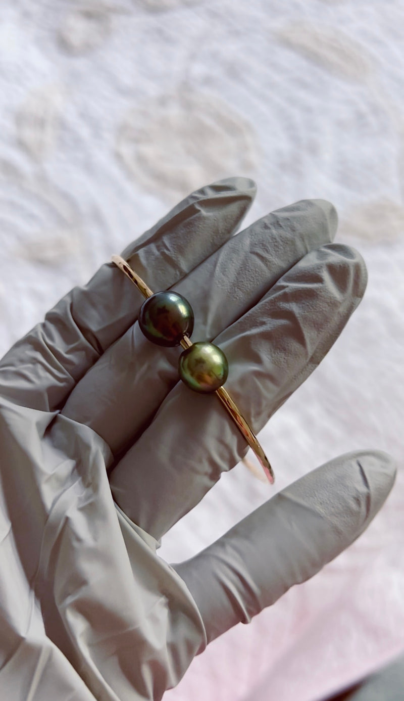 Green + Blue Two Pearl Bangle