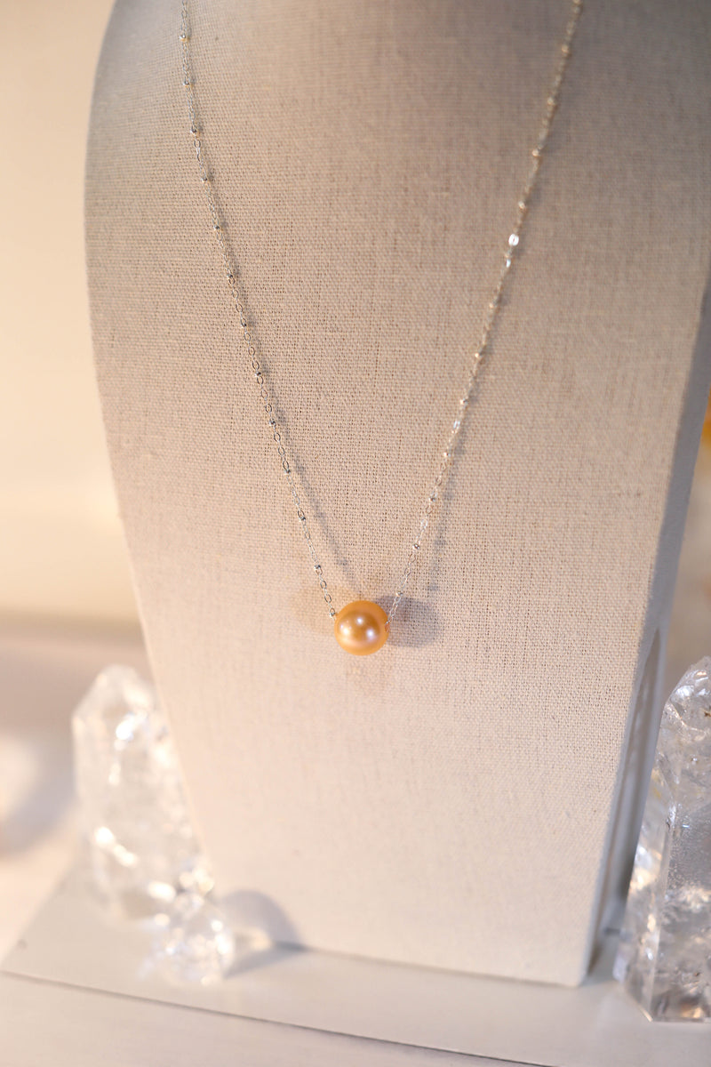 Floating Pearl Necklace on Sterling Silver