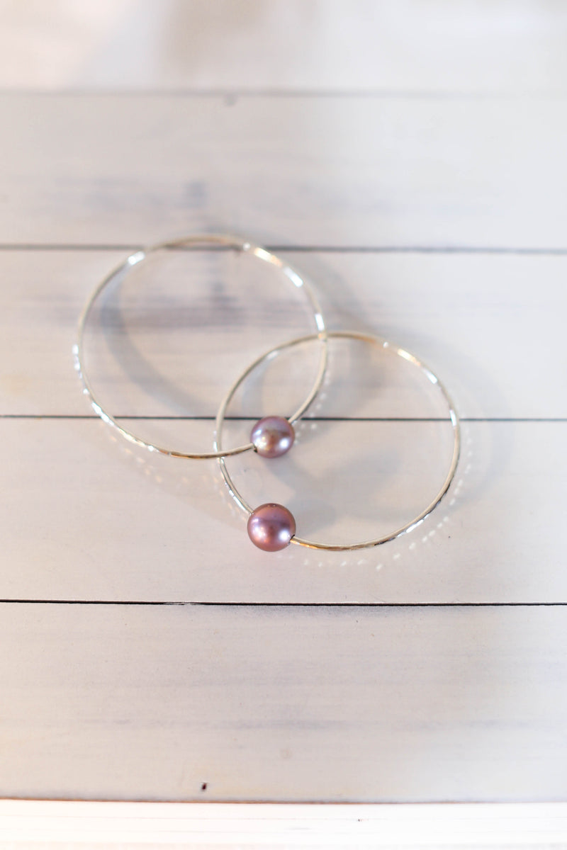 Sterling Silver Pearl Bangles