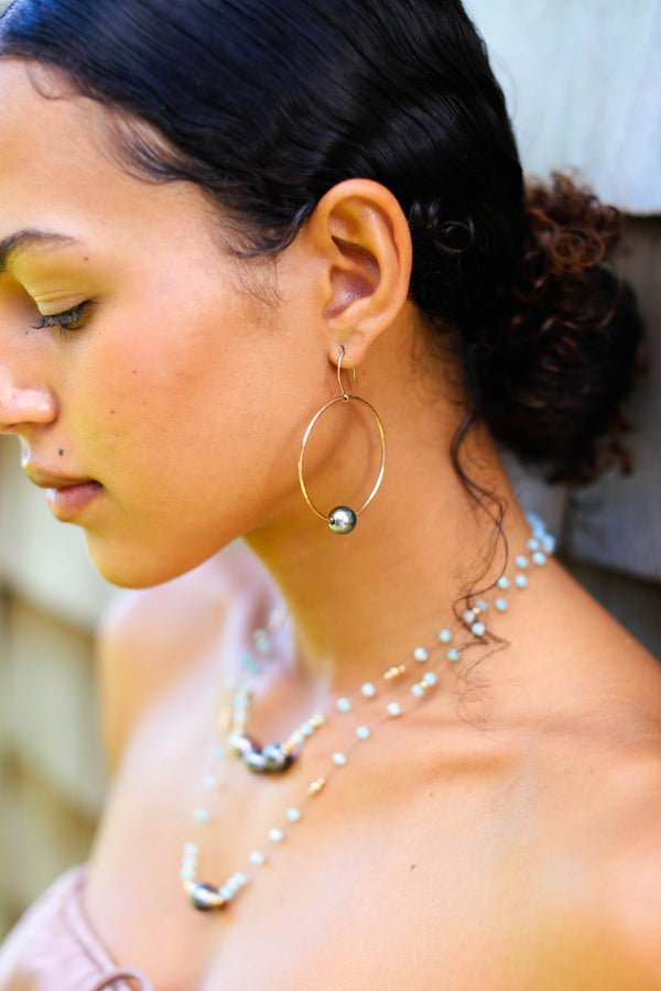 Tahitian Pearl Hoops