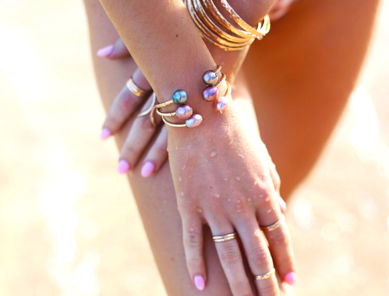 Twin Flame Cuff - Rose Edison Pearls