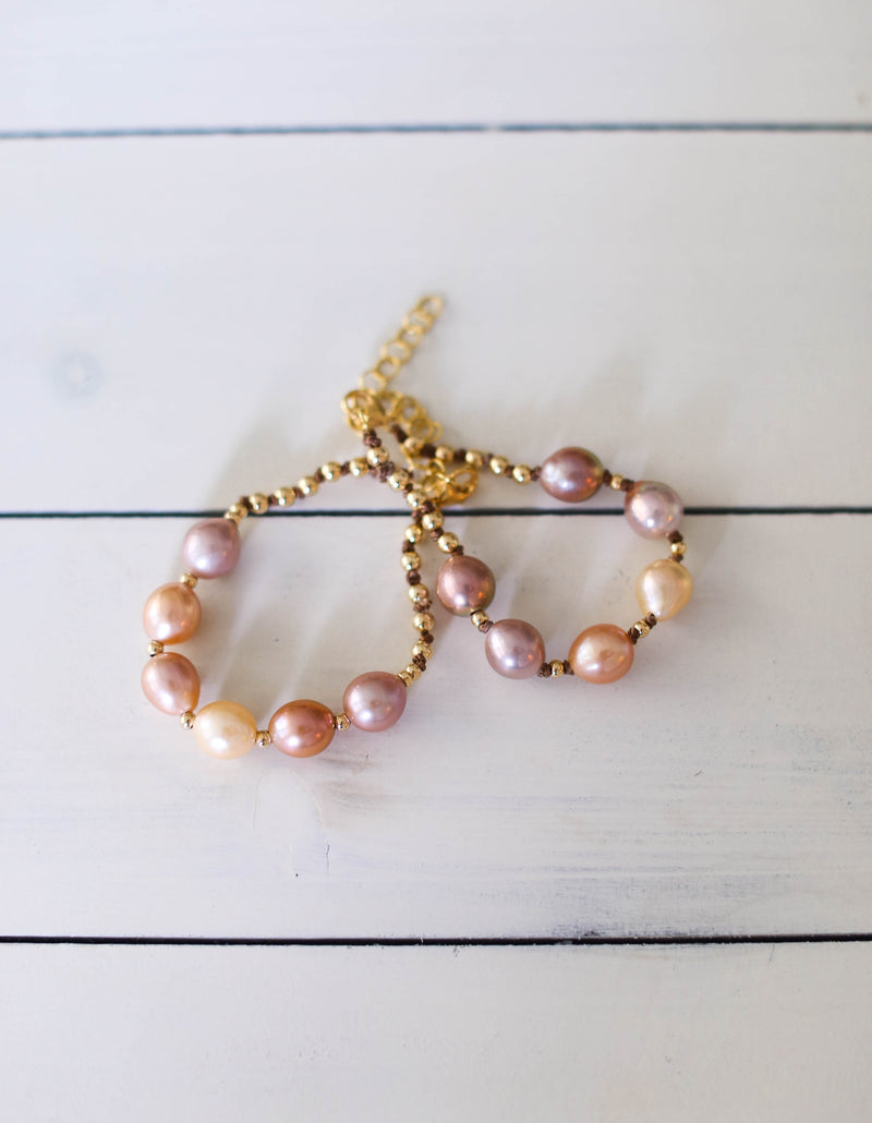 Pink Edison Pearl Bracelet x Silk