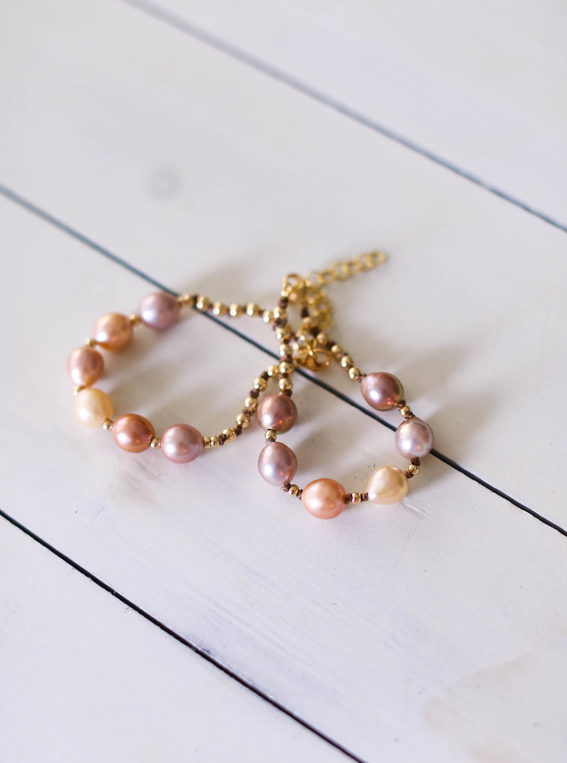 Pink Edison Pearl Bracelet x Silk
