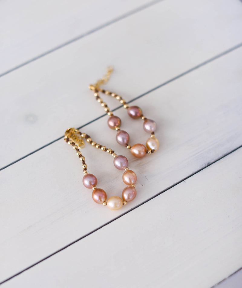 Pink Edison Pearl Bracelet x Silk
