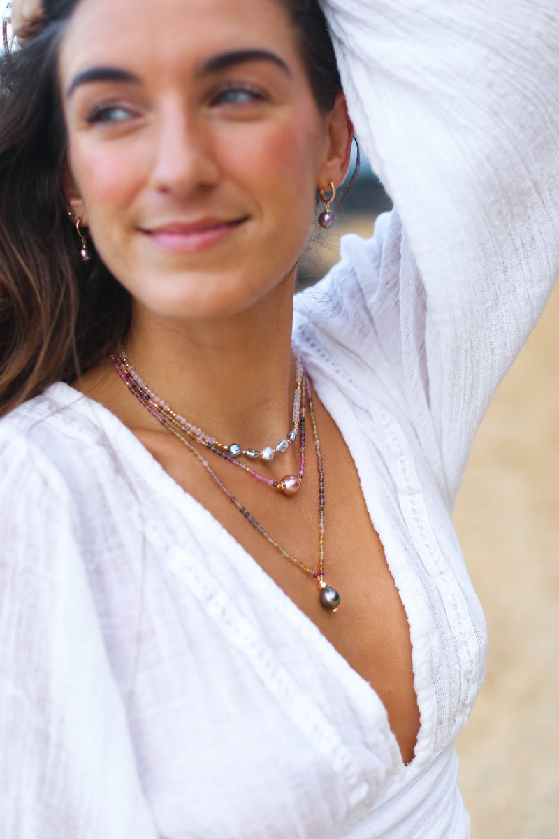 Rainbow Sapphire + Tahitian Pearl Pendant