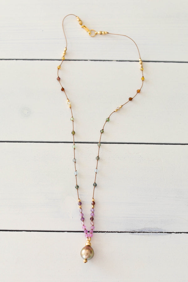 Rainbow Sapphire + Golden Tahitian Pearl