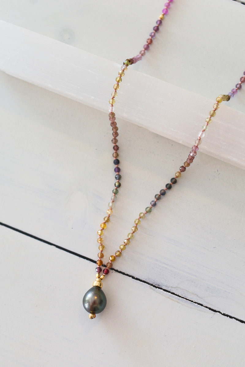 Rainbow Sapphire + Tahitian Pearl Pendant