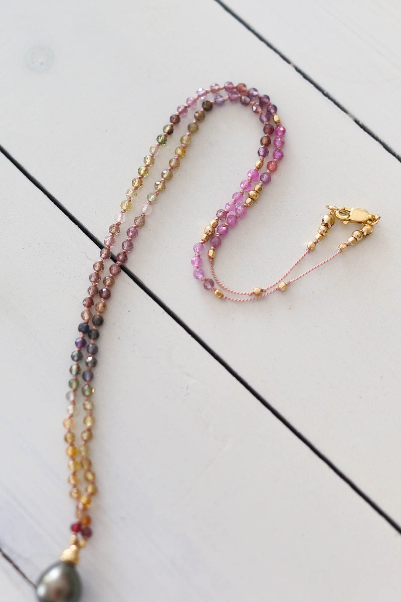 Rainbow Sapphire + Tahitian Pearl Pendant