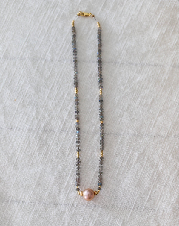 Labradorite + Rose Edison Pearl