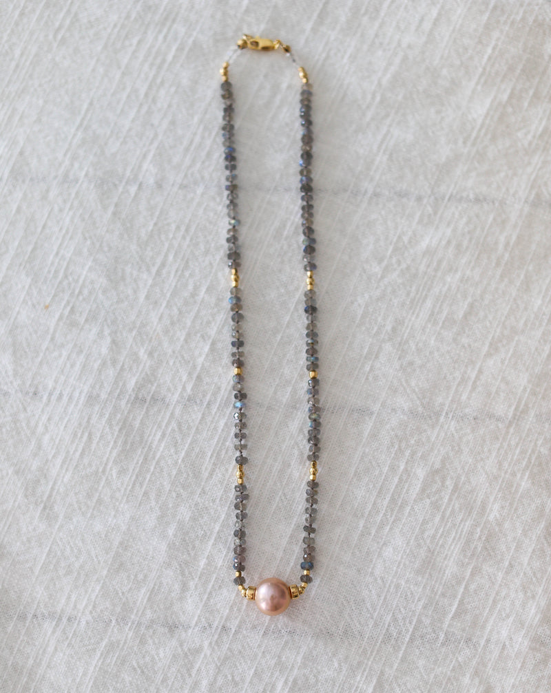 Labradorite + Rose Edison Pearl