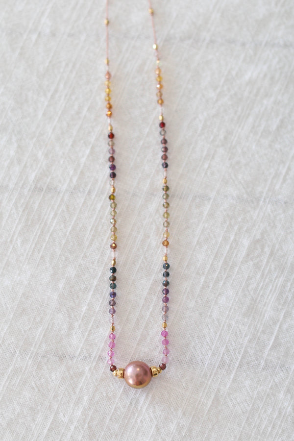 Rainbow Sapphire + Golden Edison Pearl