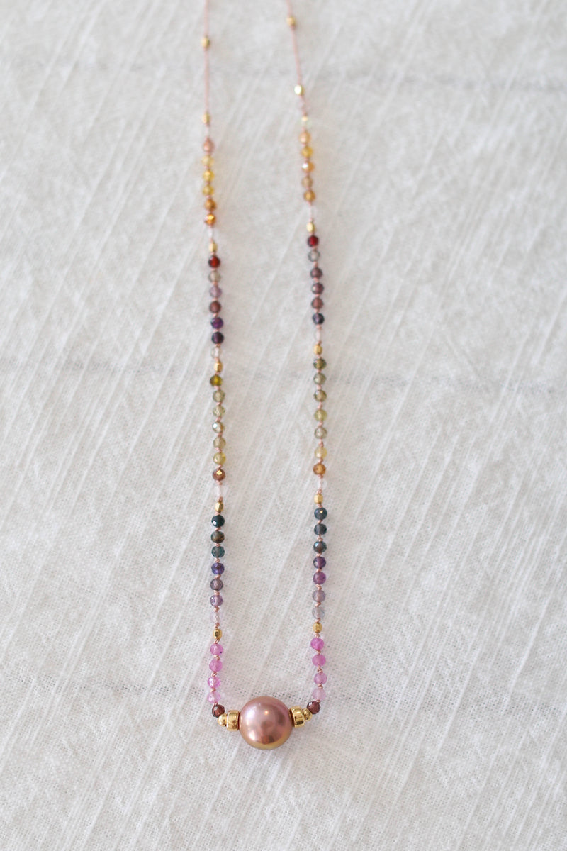 Rainbow Sapphire + Golden Edison Pearl