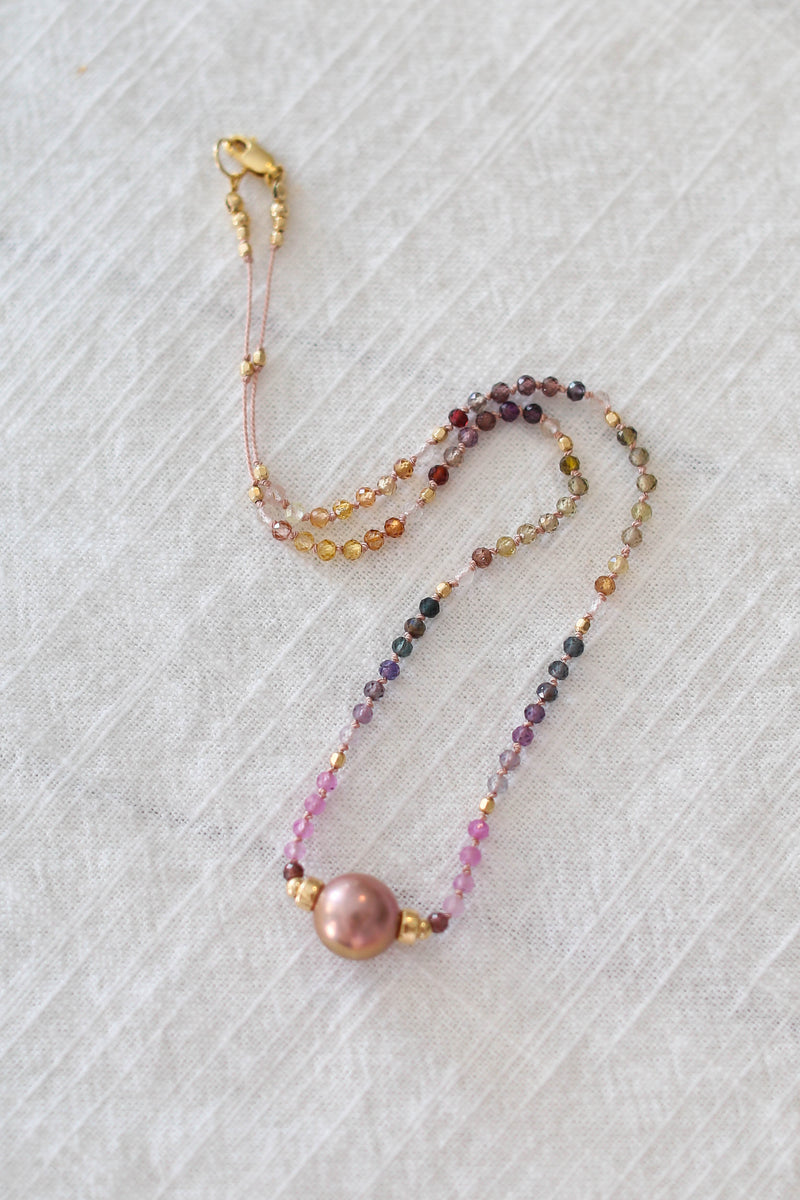 Rainbow Sapphire + Golden Edison Pearl