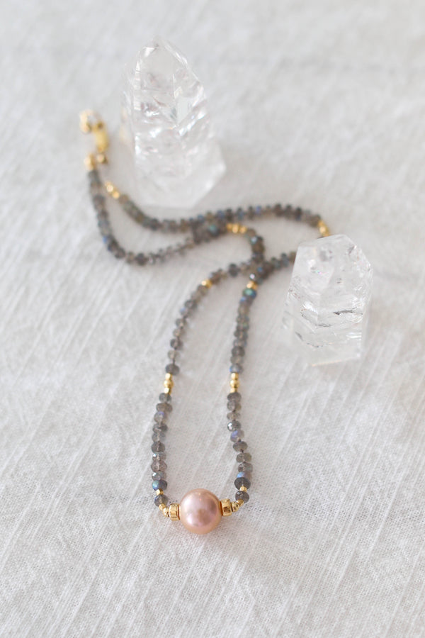 Labradorite + Rose Edison Pearl
