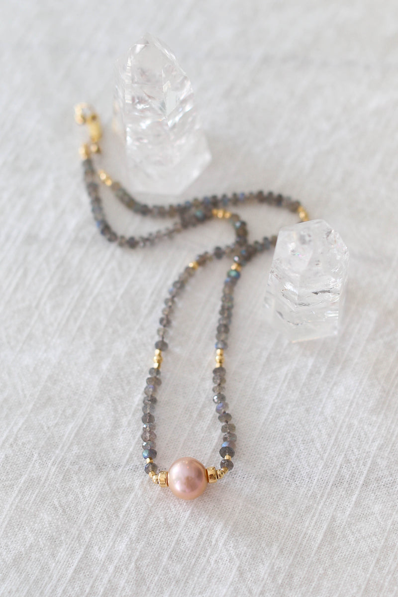 Labradorite + Rose Edison Pearl