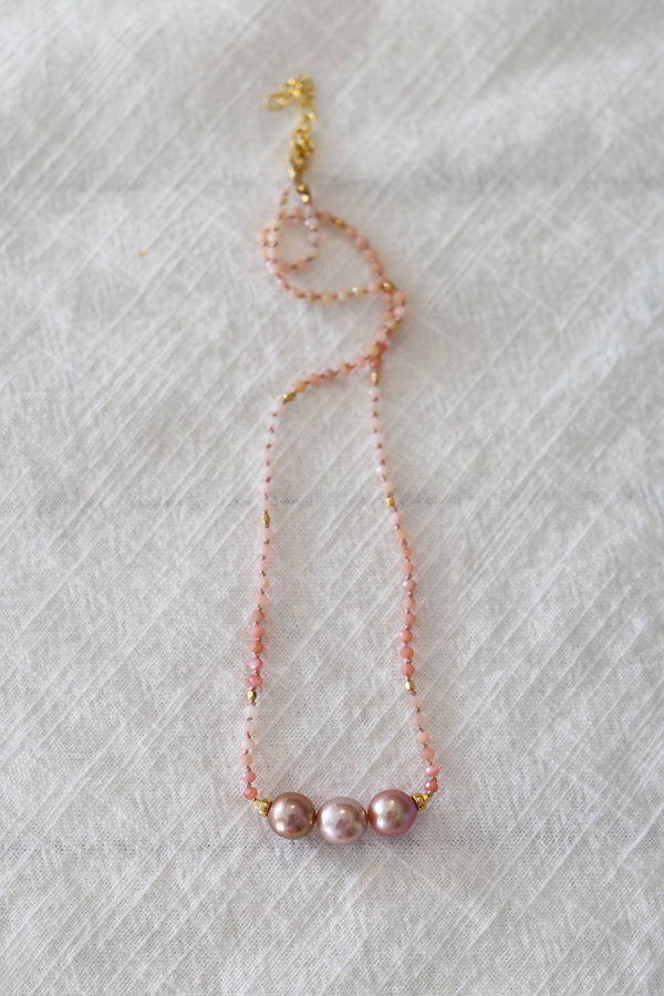 Pink Peruvian Opal + Rose Edison Pearls