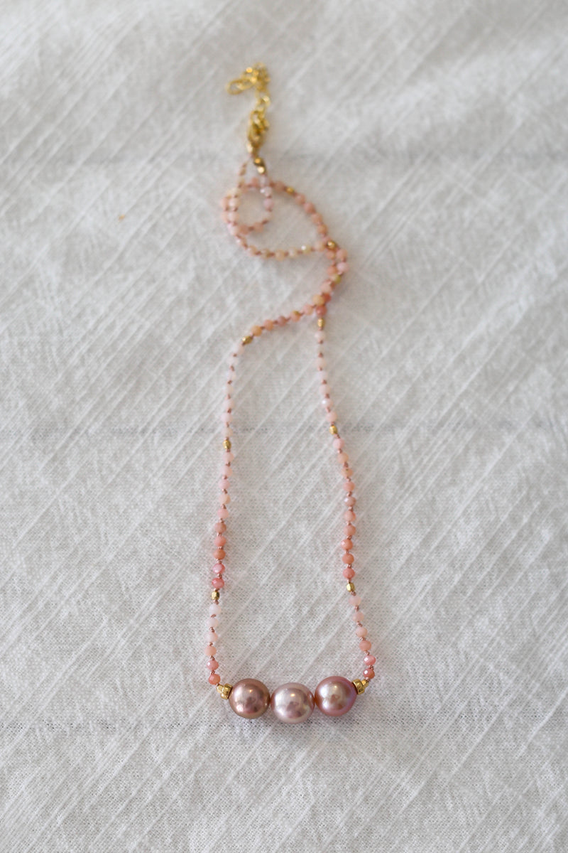 Pink Peruvian Opal + Rose Edison Pearls