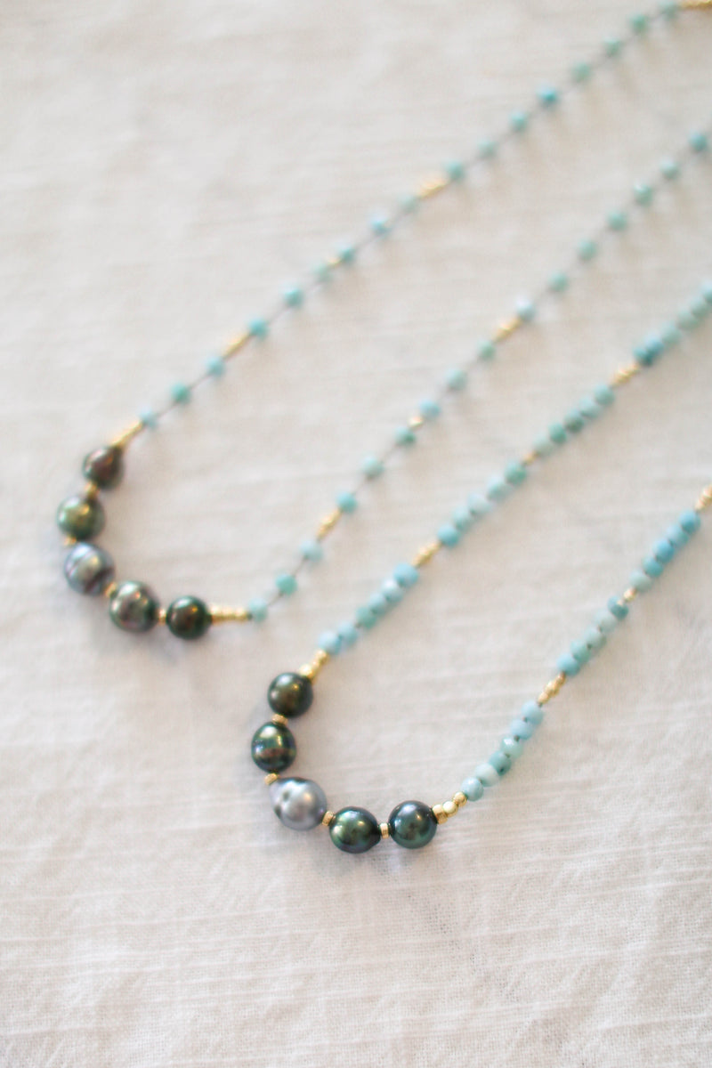 Larimar + Tahitian Pearls (1 left!)