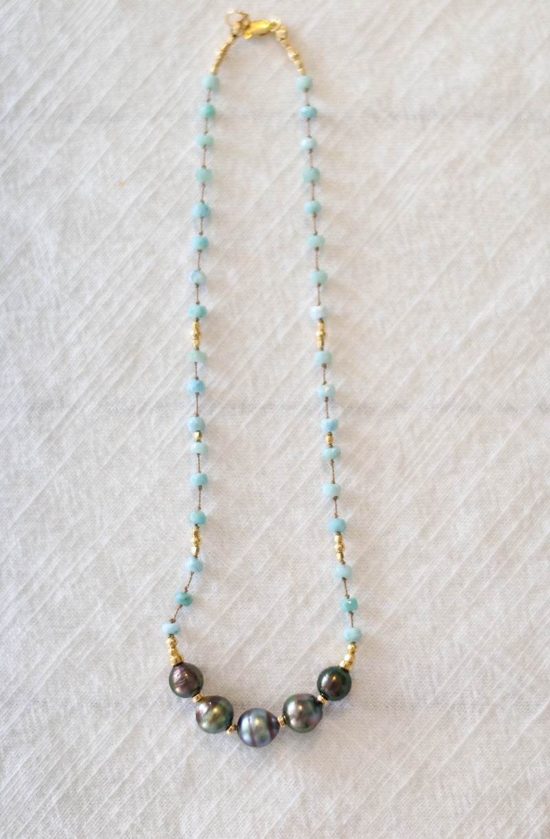 Larimar + Tahitian Pearls (1 left!)
