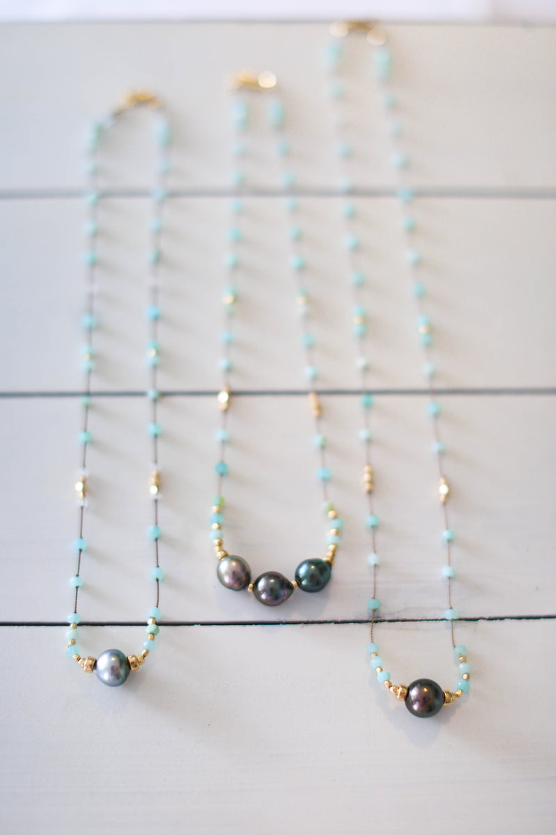 Aqua Peruvian Opals + Tahitian