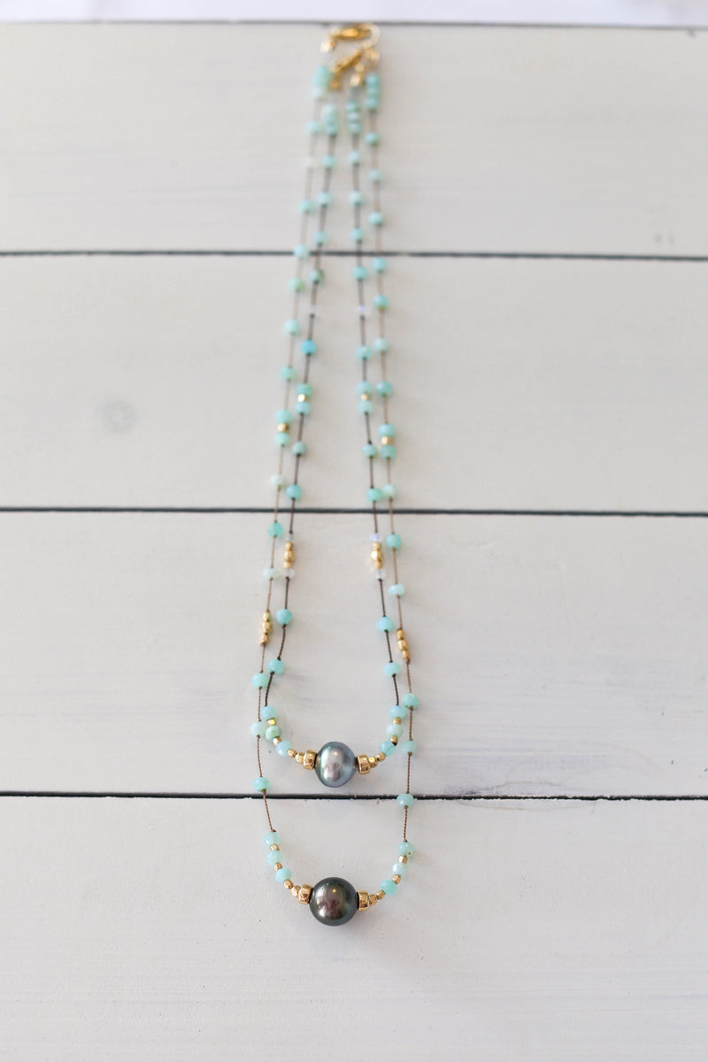 Aqua Peruvian Opals + Tahitian